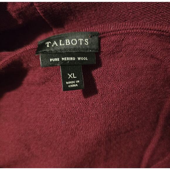 Talbots Womens Maroon Pure Merino Wool Pullover V-Neck Lightweight SZ XL NWOT - Picture 5 of 6